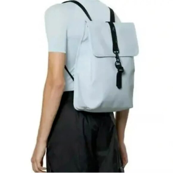 RAINS Backpack Sky Blue 12200 Unisex Waterproof Vegan Leather NWT 18x11x5 SKY - Picture 2 of 7